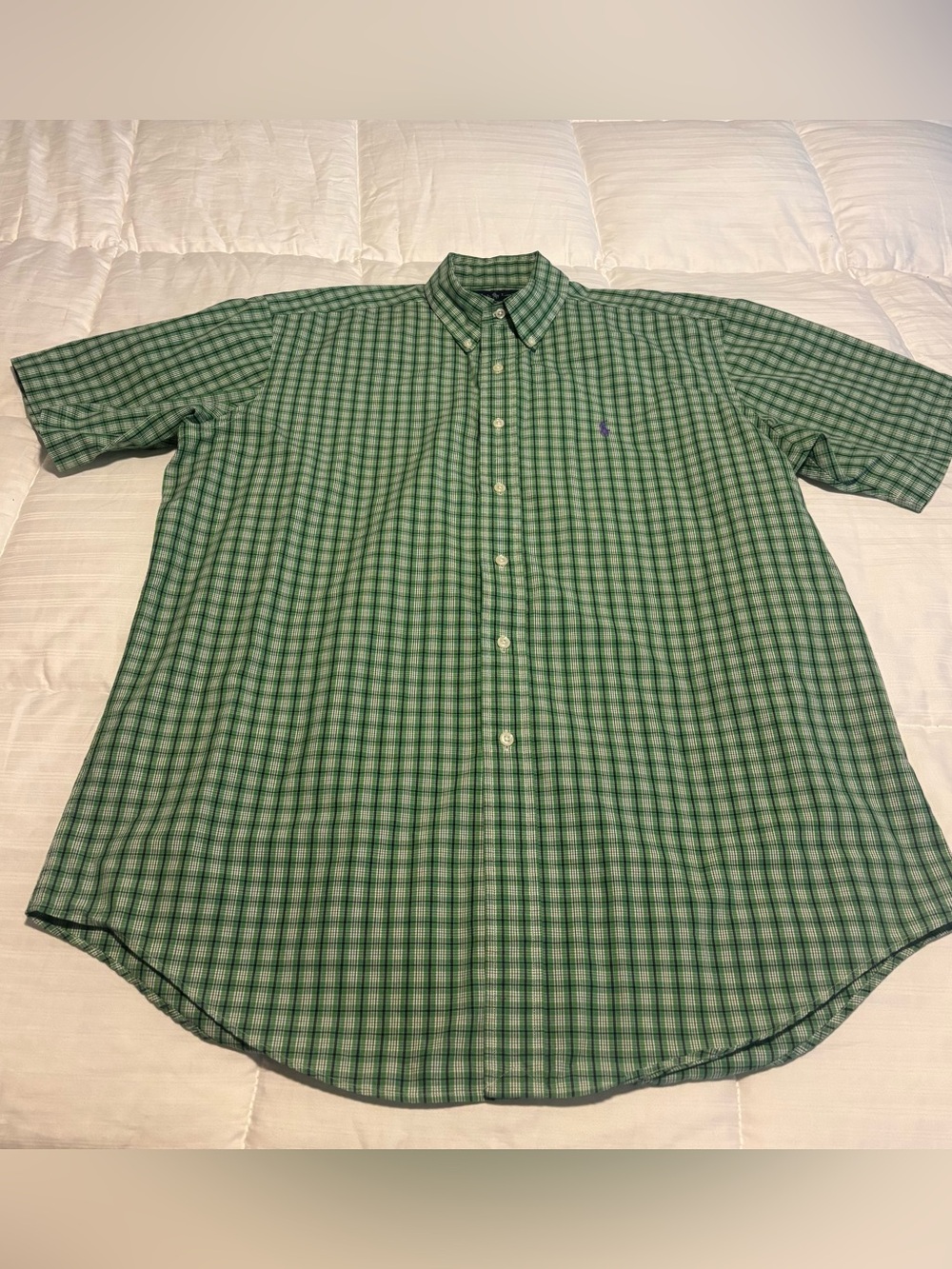 Vintage Polo by Ralph Lauren Green Short Sleeve Button Up Shirt L Classic Fit